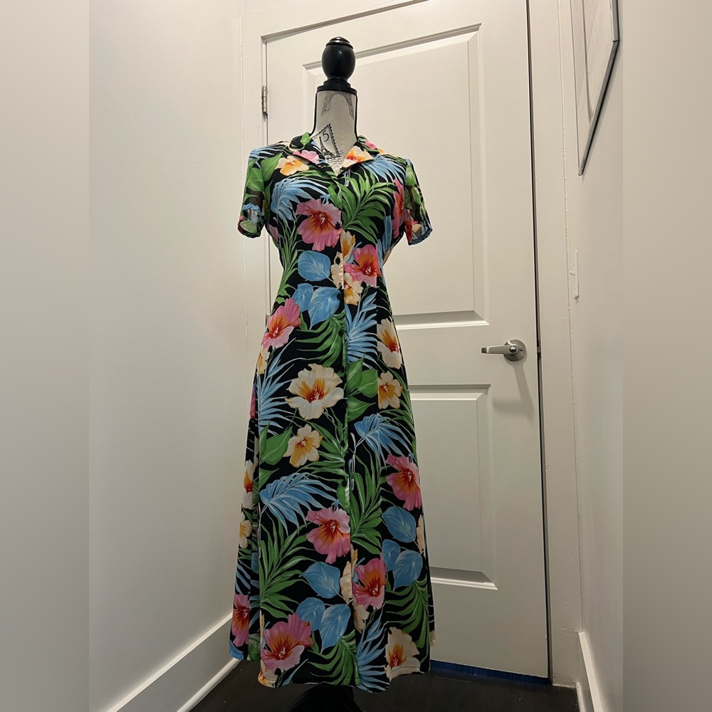 Vintage Emma James tropical print long dress